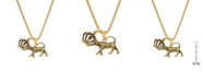 STEELTIME Men's 18k Gold Plated Stainless Steel Tiger and Crown Pendant Necklaces